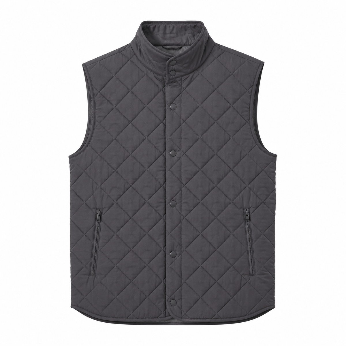 Channel Quilted Vest — Charcoal